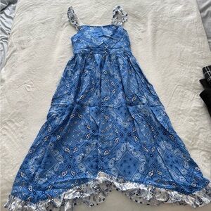 Haute Hippie Blue Paisley Asymmetrical Maxi Dress for Girls